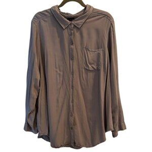 Torrid Size 3 3X Gray Button Up Long Sleeve Blouse Casual Relaxed
